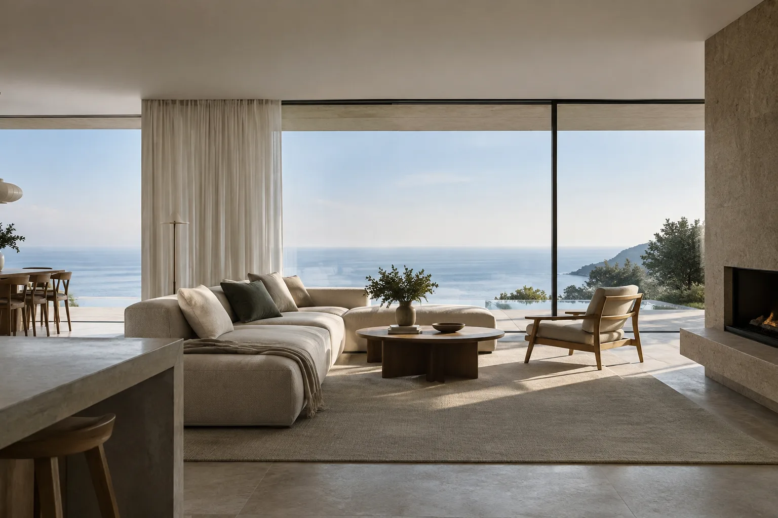 Intérieur contemporain présenté avec un cadrage équilibré et une profondeur de champ maîtrisée