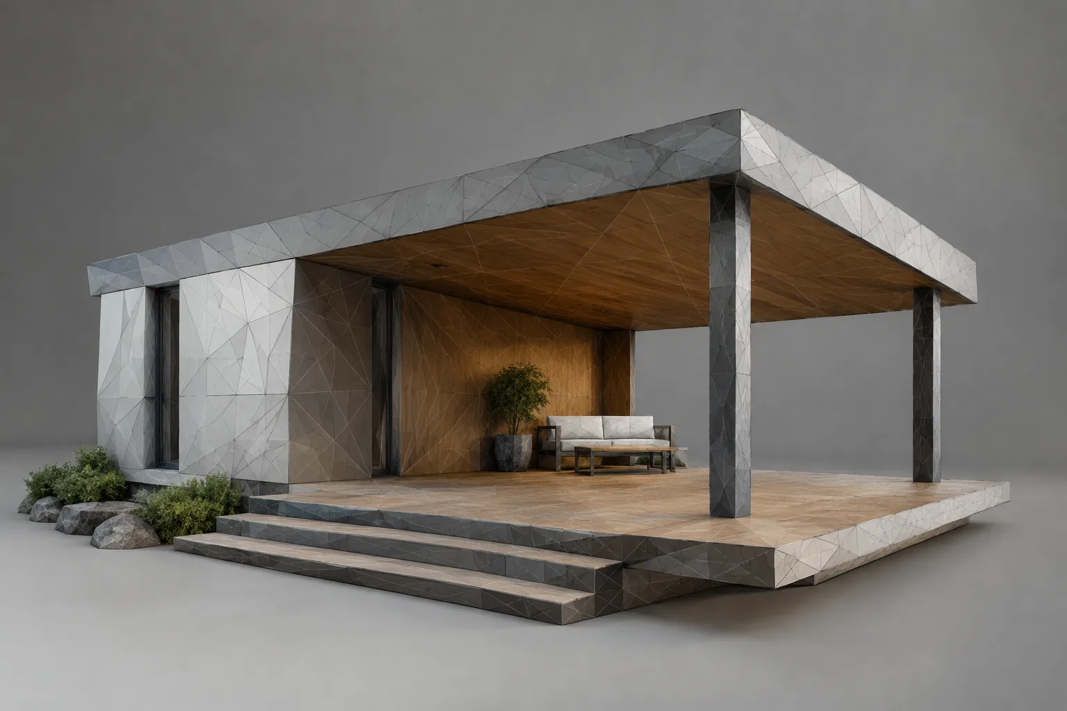 Colorful geometric architectural interior model prepared for PLY transfer