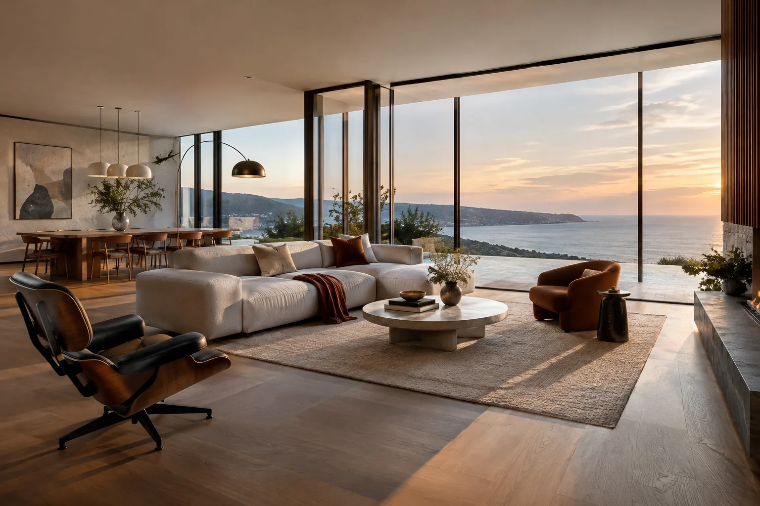 Contemporary interior with a sense of depth and an interactive design presentation