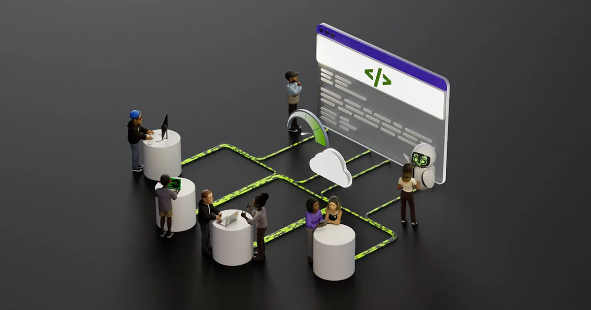 Studio mit Architekturvisualisierung auf einem Bildschirm und einer Anspielung auf lokale KI-Workflows