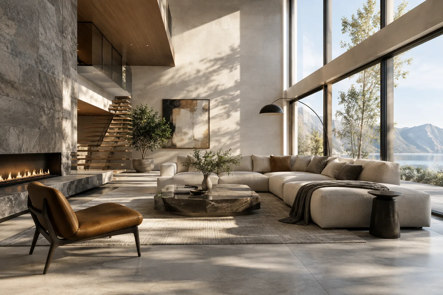 Soft shadows revealing surface details in a modern interior lit by daylight
