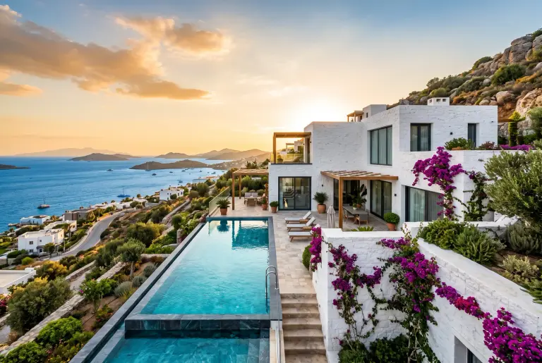 Nano Banana 2 — Bodrum’da taş villa ve havuz